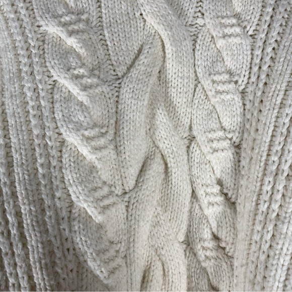Zara Chunky White Cable Knit Pullover Sweater Women’s Large Cream Crew Neck - Picture 5 of 7